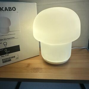 New IKEA TOKABO White Glass Table Lamp Plug in. Mood lighting. Mushroom Shape